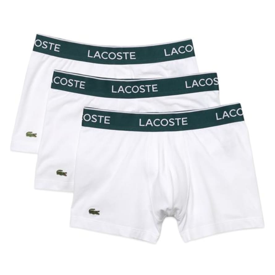 Lacoste 3 Pack Cotton Stretch Trunks White