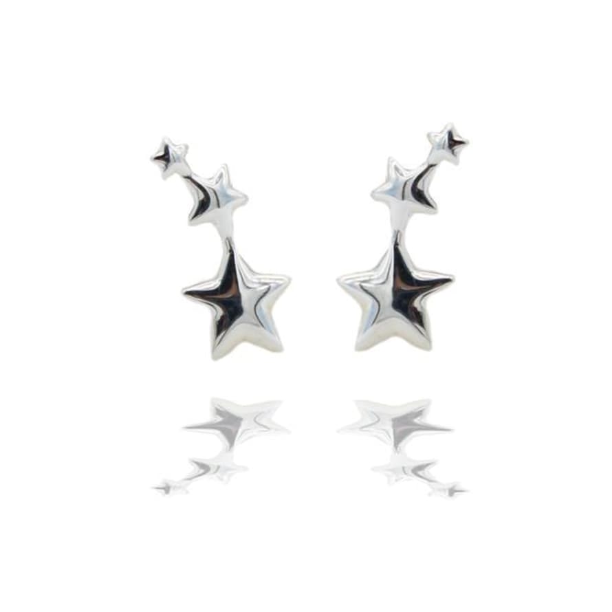 Curiouser and Curiouser Sterling Silver Three Star Ear Climber Earrings