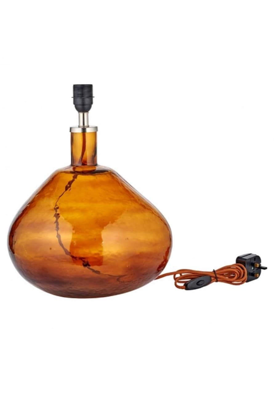 Nkuku Baba Glass Lamp Large Wide In Burnt Amber