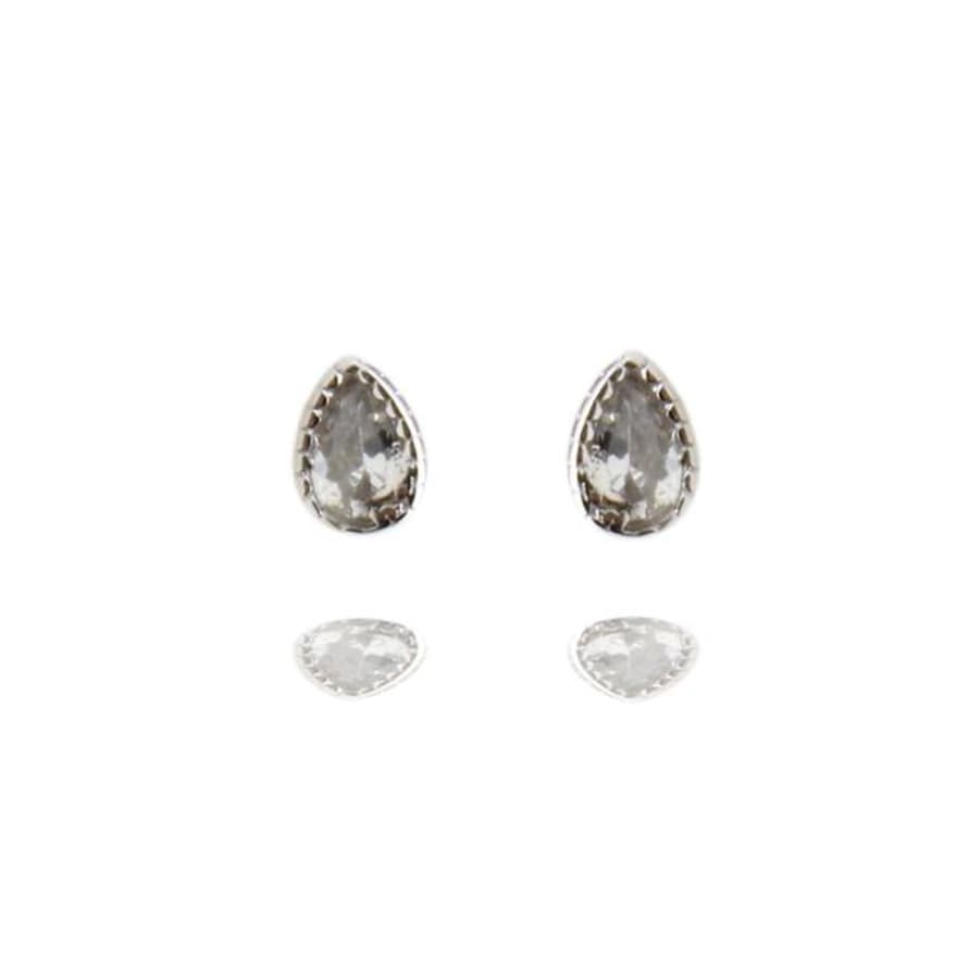 Curiouser and Curiouser Sterling Silver Clear Gems Teardrop Stud Earrings