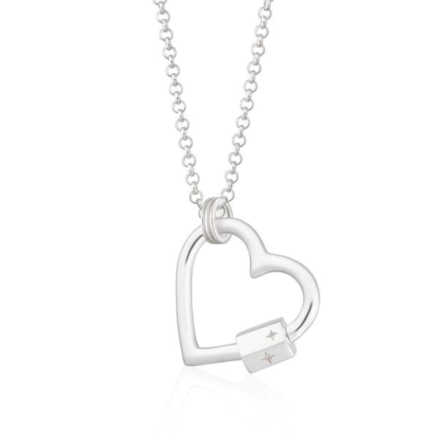 Scream Pretty  Heart Carabiner Charm Collector Necklace Silver Standard Length Chain