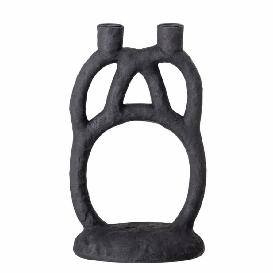 THE BROWNHOUSE INTERIORS Ramina Black Double Candle Holder 
