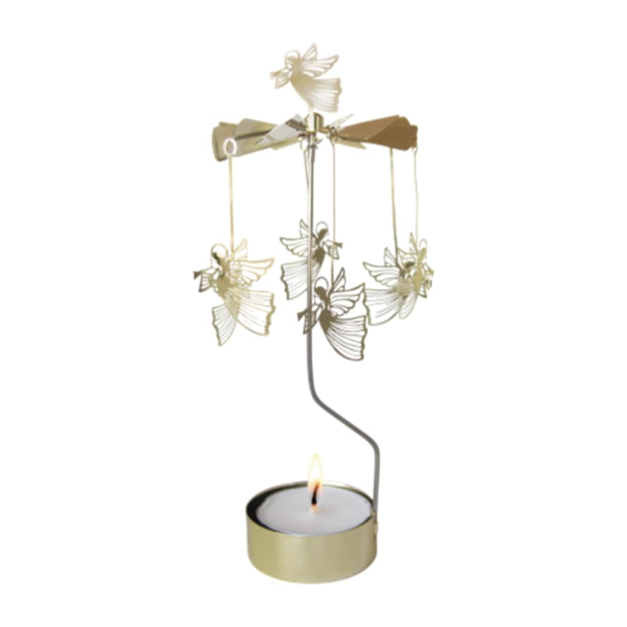 Pluto Produkter Rotary Candle Holder Large Flying Angel Gold