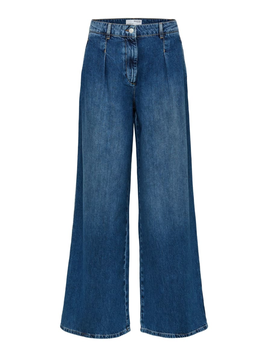 Selected Femme Jenni HW Jeans - Dark Blue Denim 