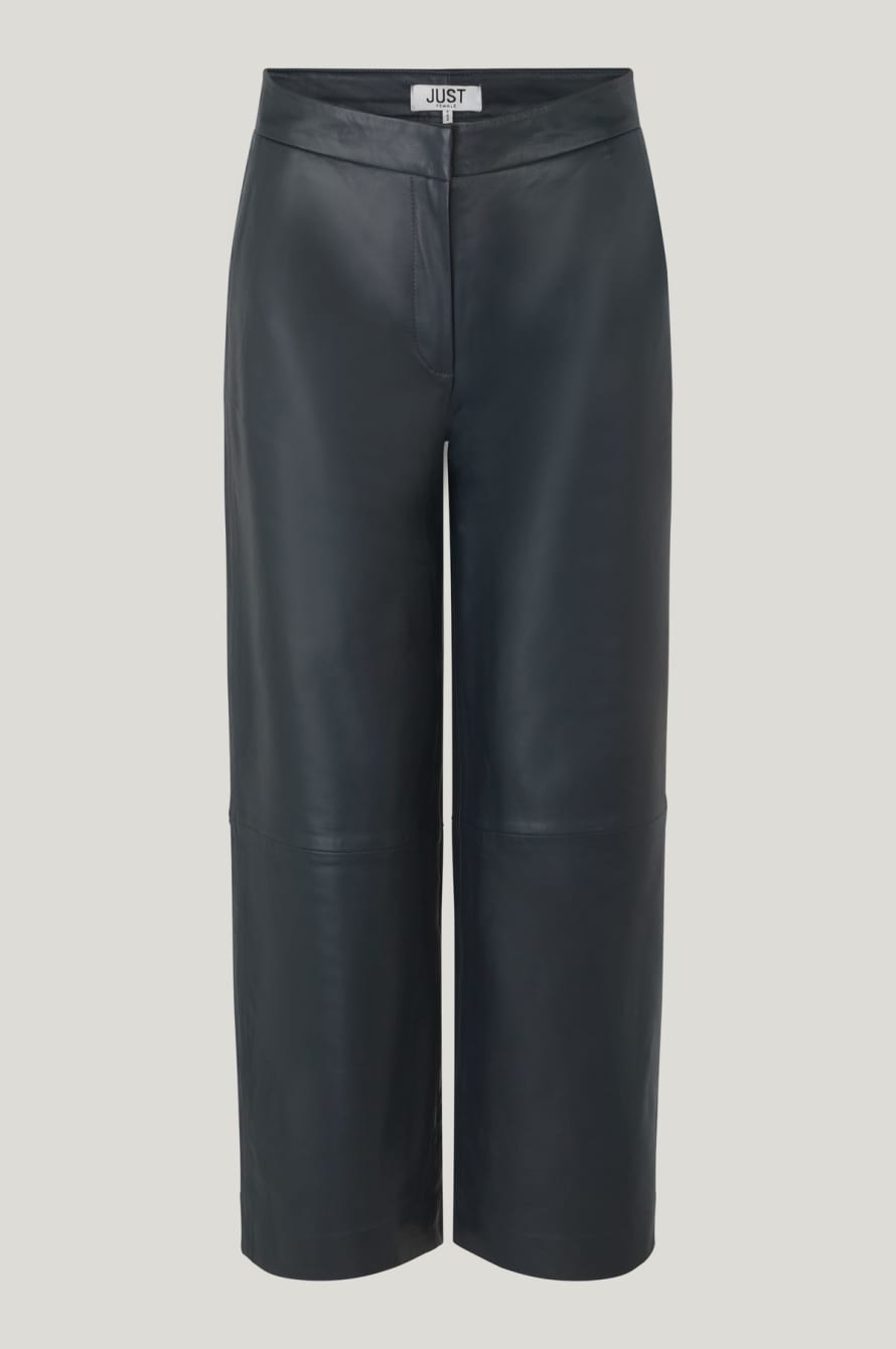 Just Female Roxy Leather Trousers Obsidian