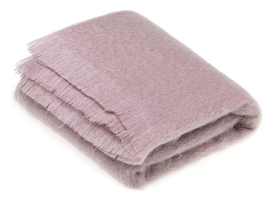 Bronte by Moon Dusky Pink Luxury Mohair Throw