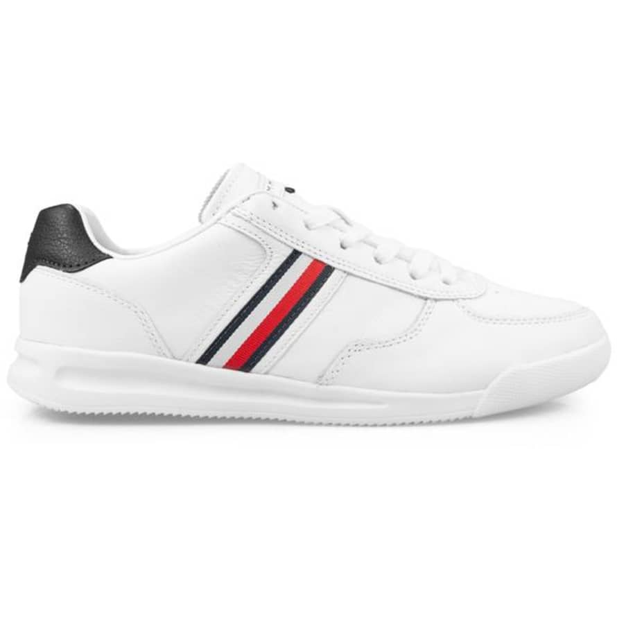 Tommy Hilfiger Lightweight Leather Flag Trainers White