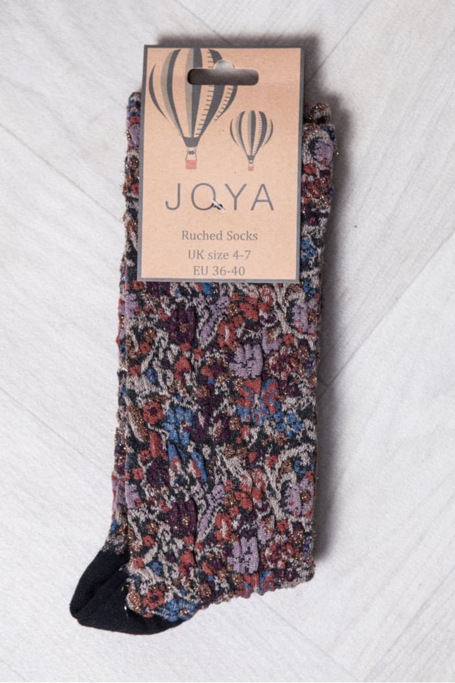 Joya Brown Pattern Ruched Socks