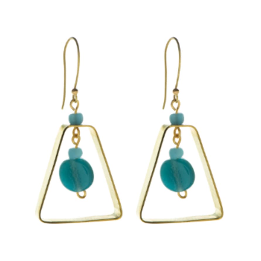 Just Trade  Air Triangle Earrings - Blue