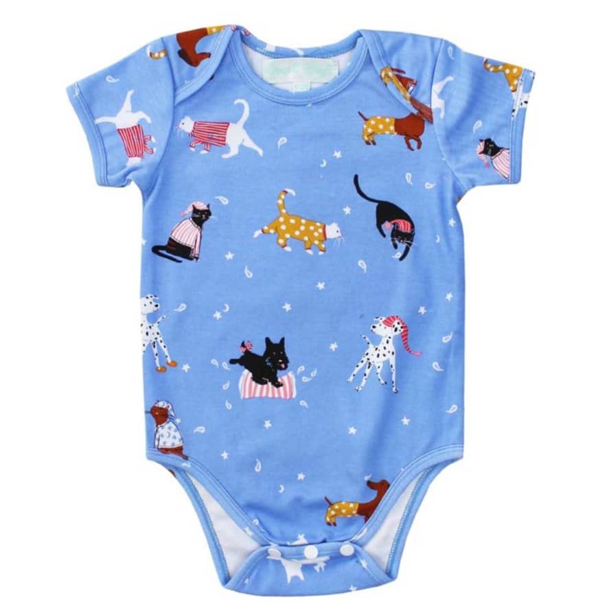 Powell Craft Cat And Dog Print Baby Grow