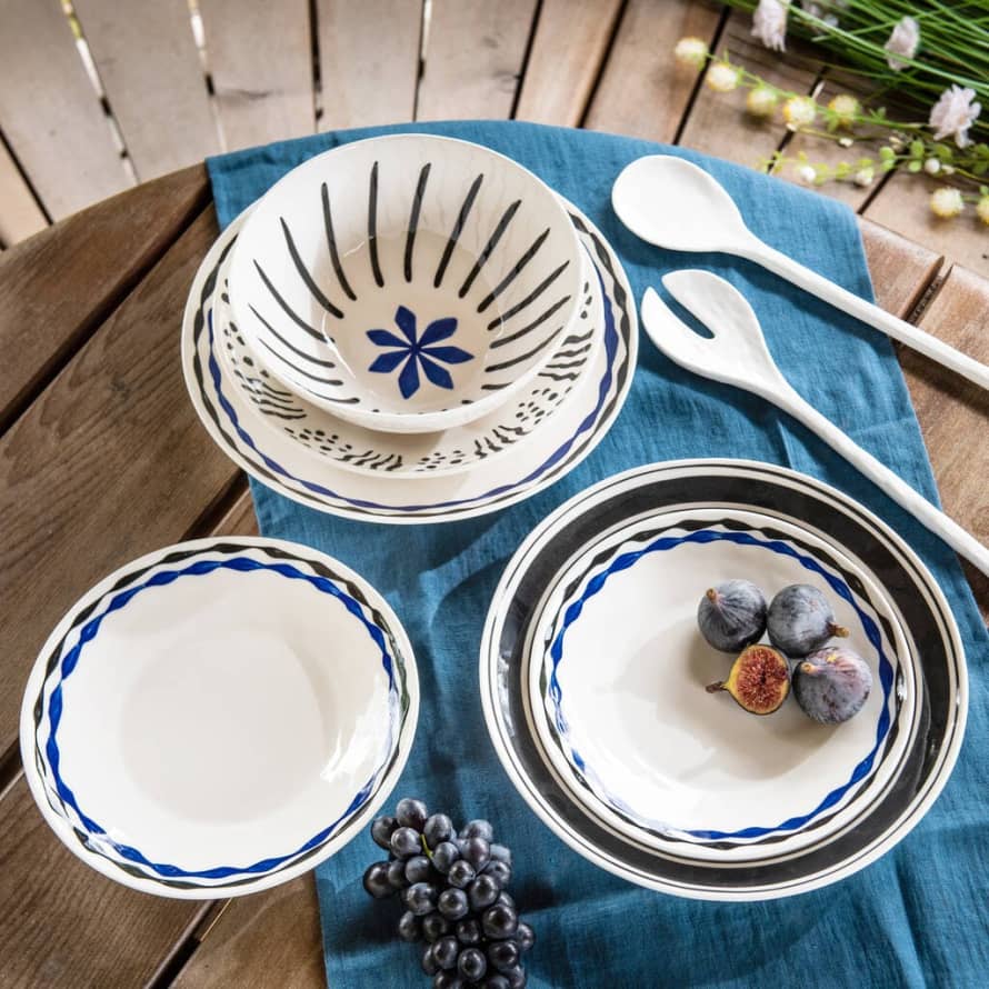 Serax Large Blue and Black Handmade Dinner Wave Plate