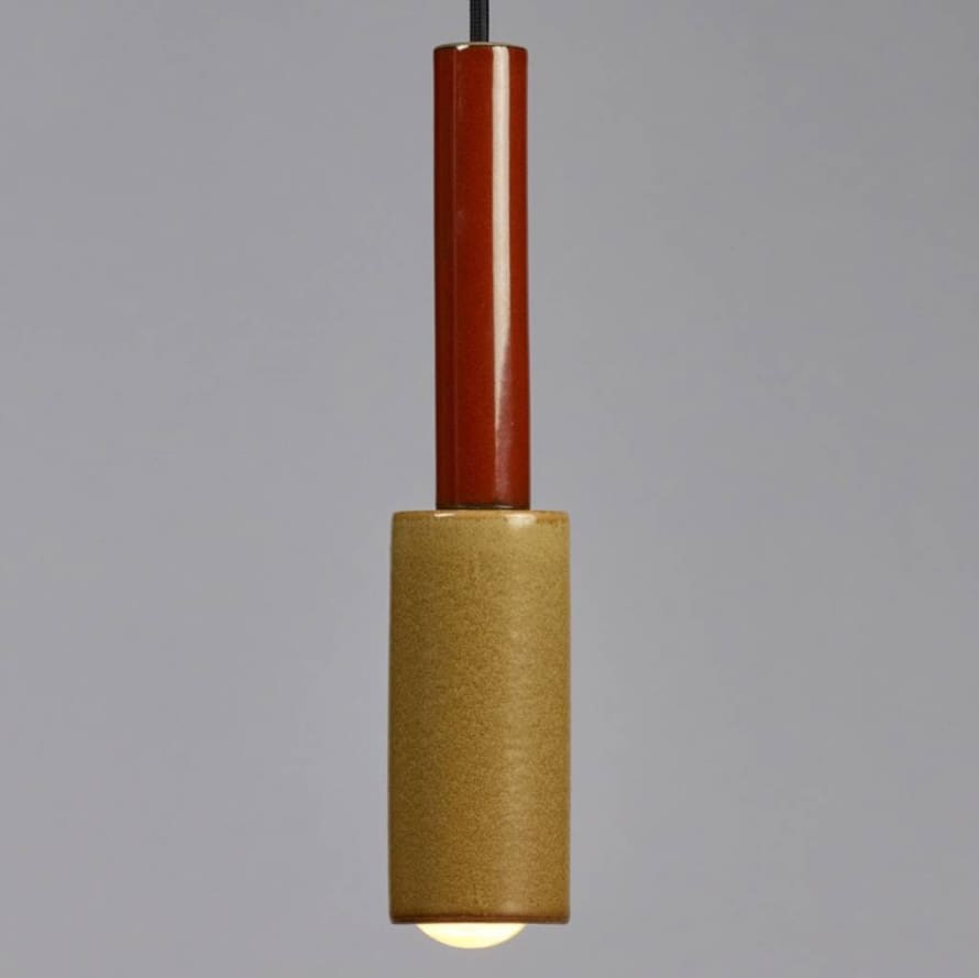 Serax Tan and Brown Column Desin Porcelain Modern Hanging Pendant Lights
