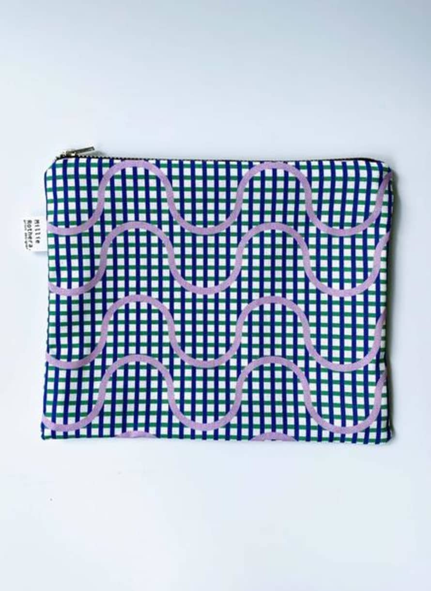 Millie Rothera Flat Pouch In Wave Lilac Print