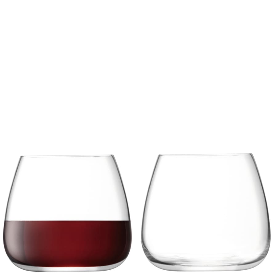 LSA International Set of 2 Wine Culture Stemless  Wine Glasses 
