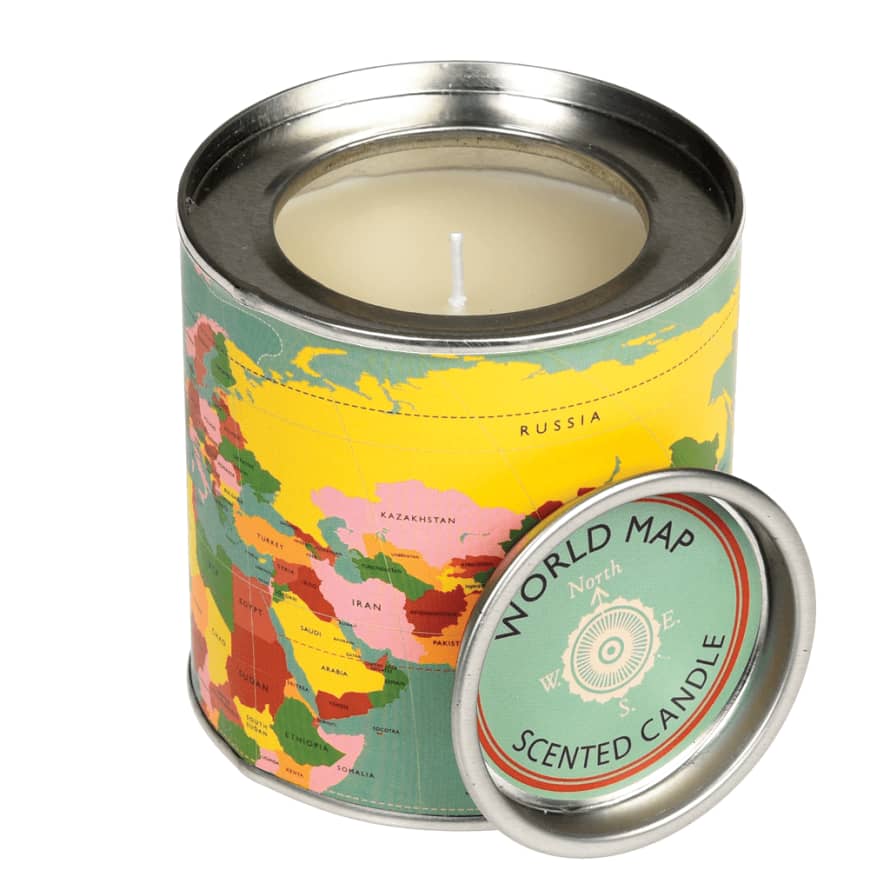 Rex London Map Design Scented Candle in a Tin