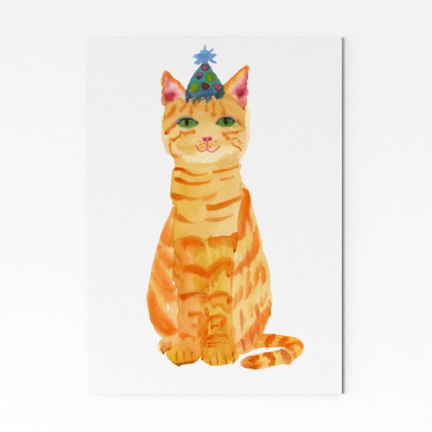 Rosie Webb  Ginger Party Cat A4 Art Print