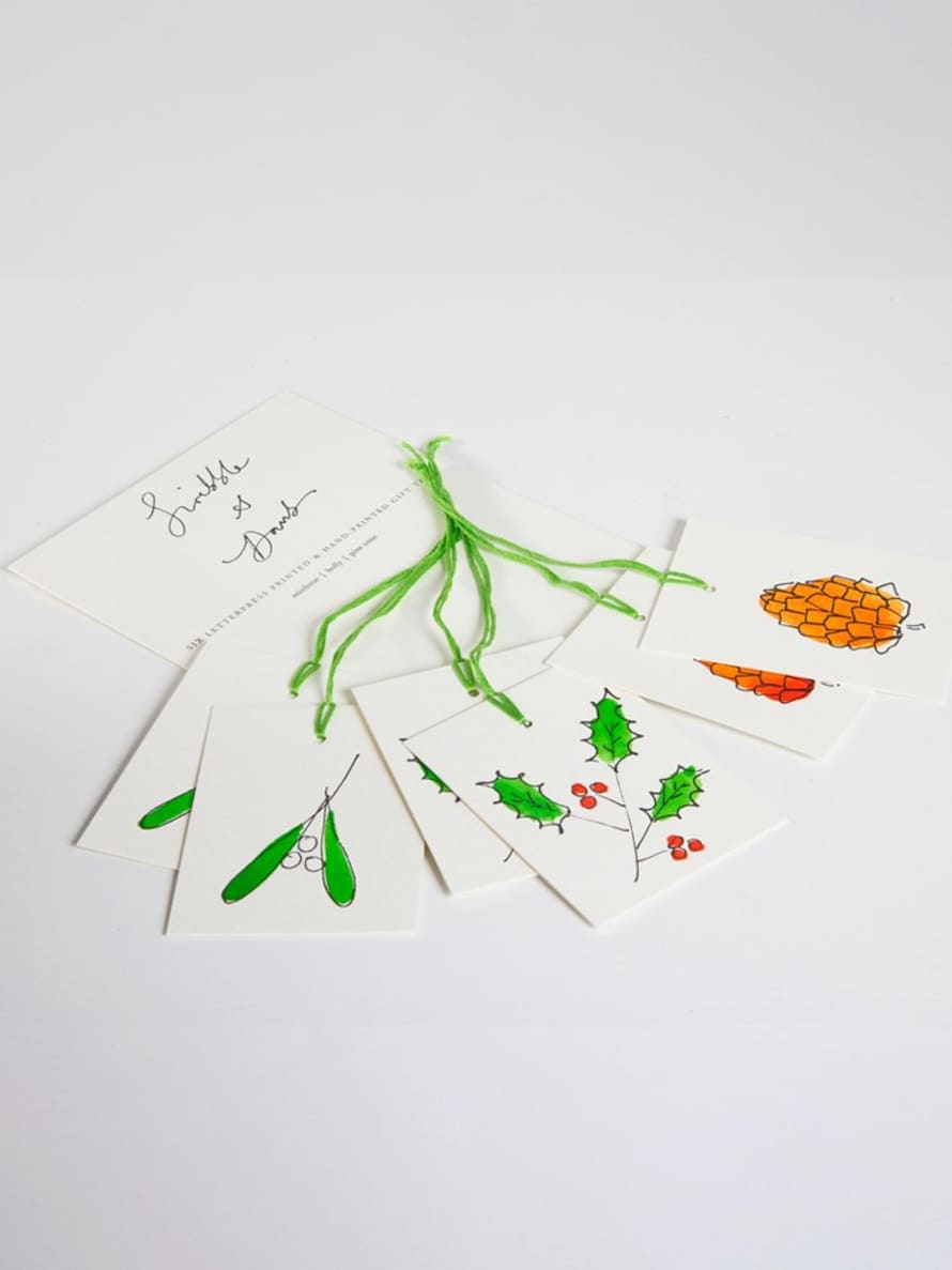 Scribble & Daub Gift Tags Festive In Green