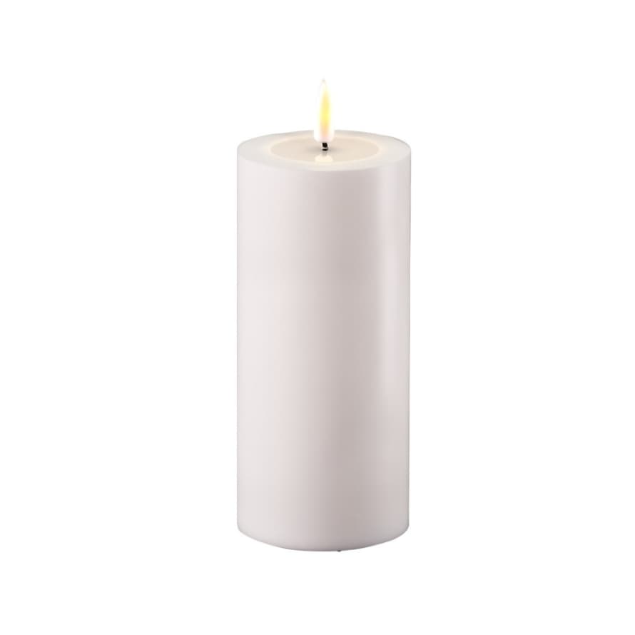 Chunky White Outdoor LED Candle - 7.5cm x 15cm