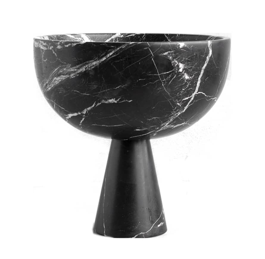 Kiwano Concept Black Marble Pedestal Bowl | XL