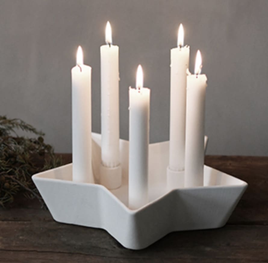 Storefactory ‘Byle’ White Star Candlestick Dish 