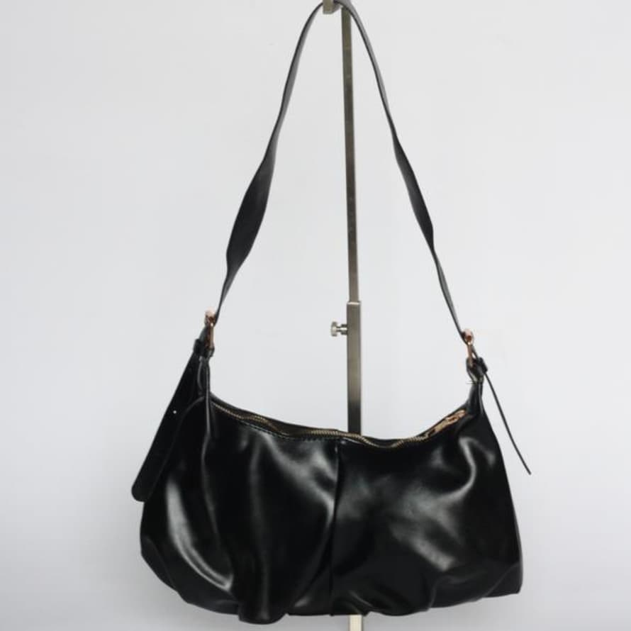Collection & Co Ella Black Ruched Cross Body Bag
