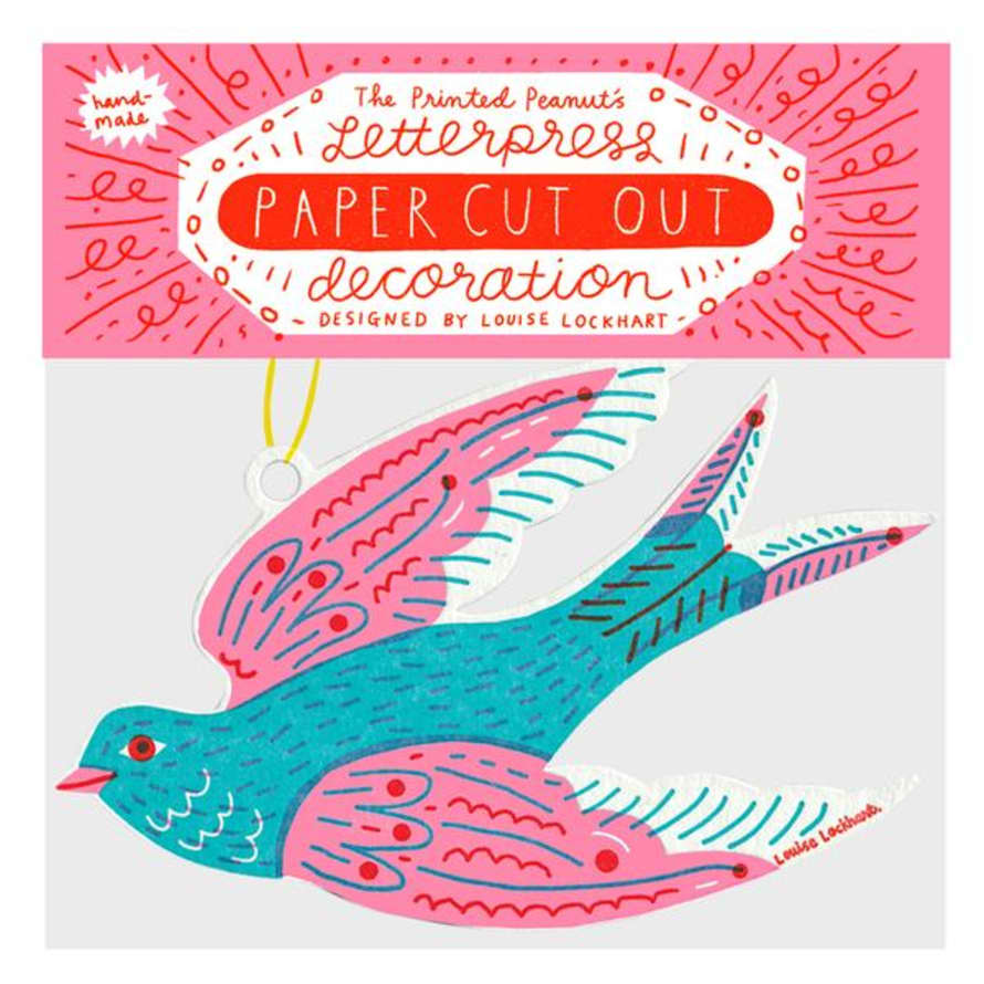 The Printed Peanut Bird Decoration Letterpress Paper Cut Out Swallow