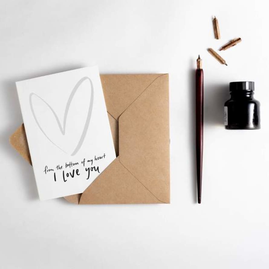 Hunter Paper Co. From The Bottom Of My Heart I Love You Letterpress Card
