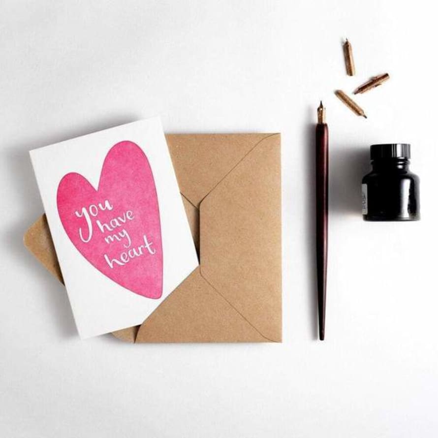 Hunter Paper Co. You Have My Heart Letterpress Valentines Card