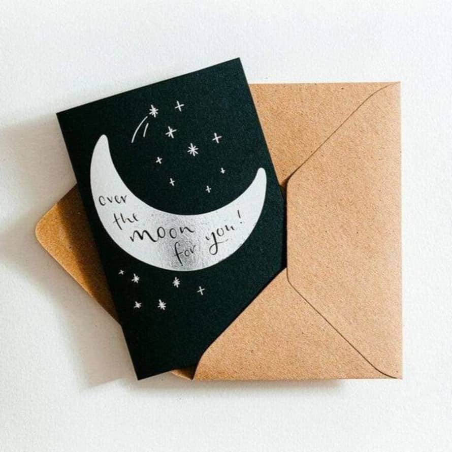 Hunter Paper Co. Over The Moon For You Letterpress Congratulations Card