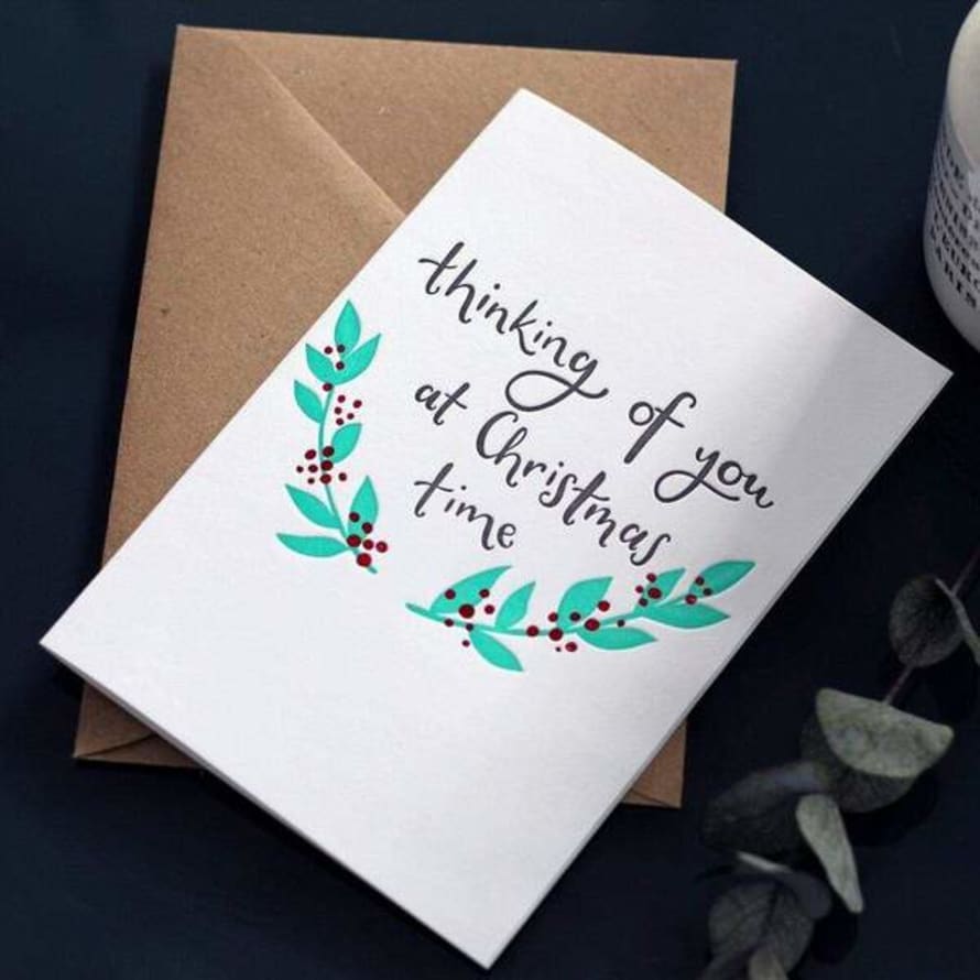 Hunter Paper Co. Thinking Of You At Christmas Time Letterpress Card