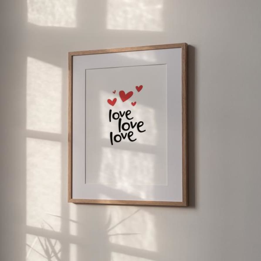 Hunter Paper Co. Love Love Love A 4 Letterpress Art Print