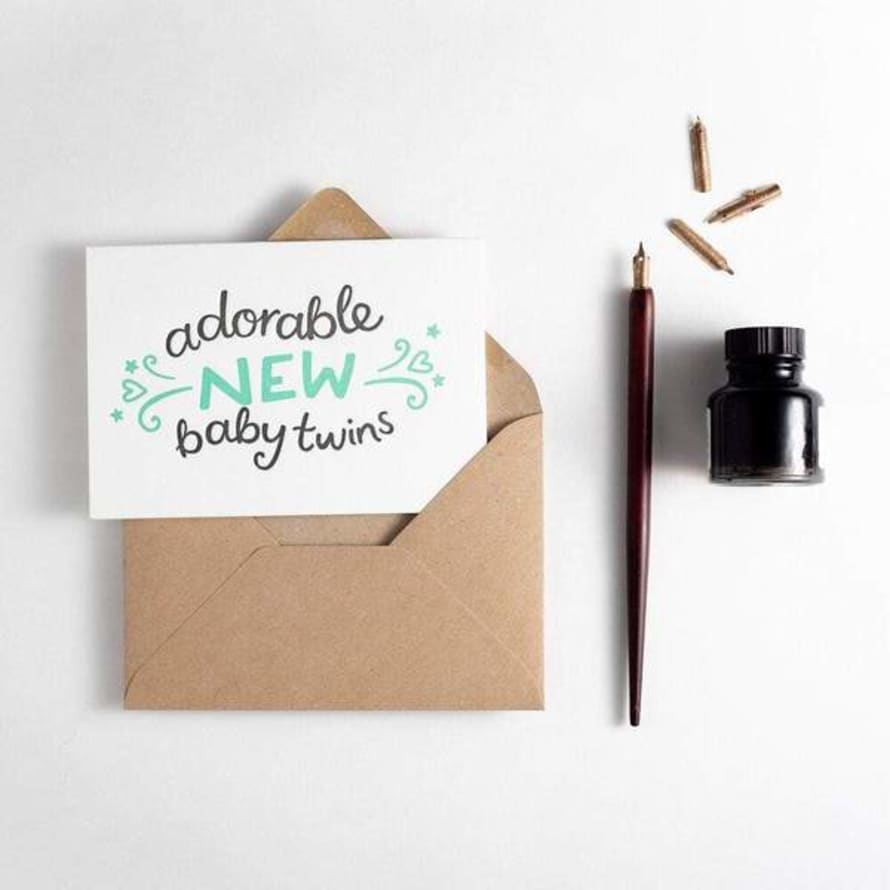Hunter Paper Co. Adorable New Baby Twins Letterpress Card
