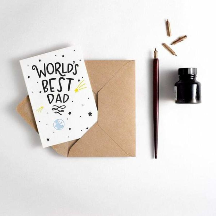 Hunter Paper Co. Worlds Best Dad Letterpress Fathers Day Birthday Card