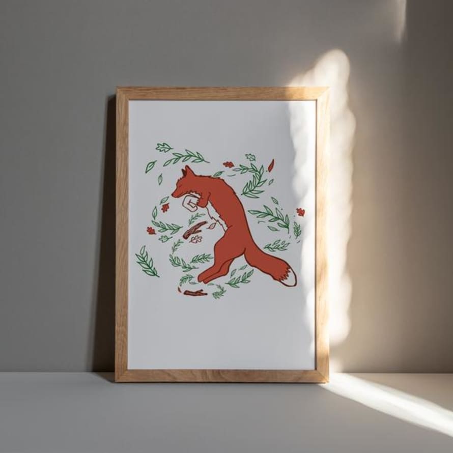 Hunter Paper Co. Jumping Fox A 4 Letterpress Art Print