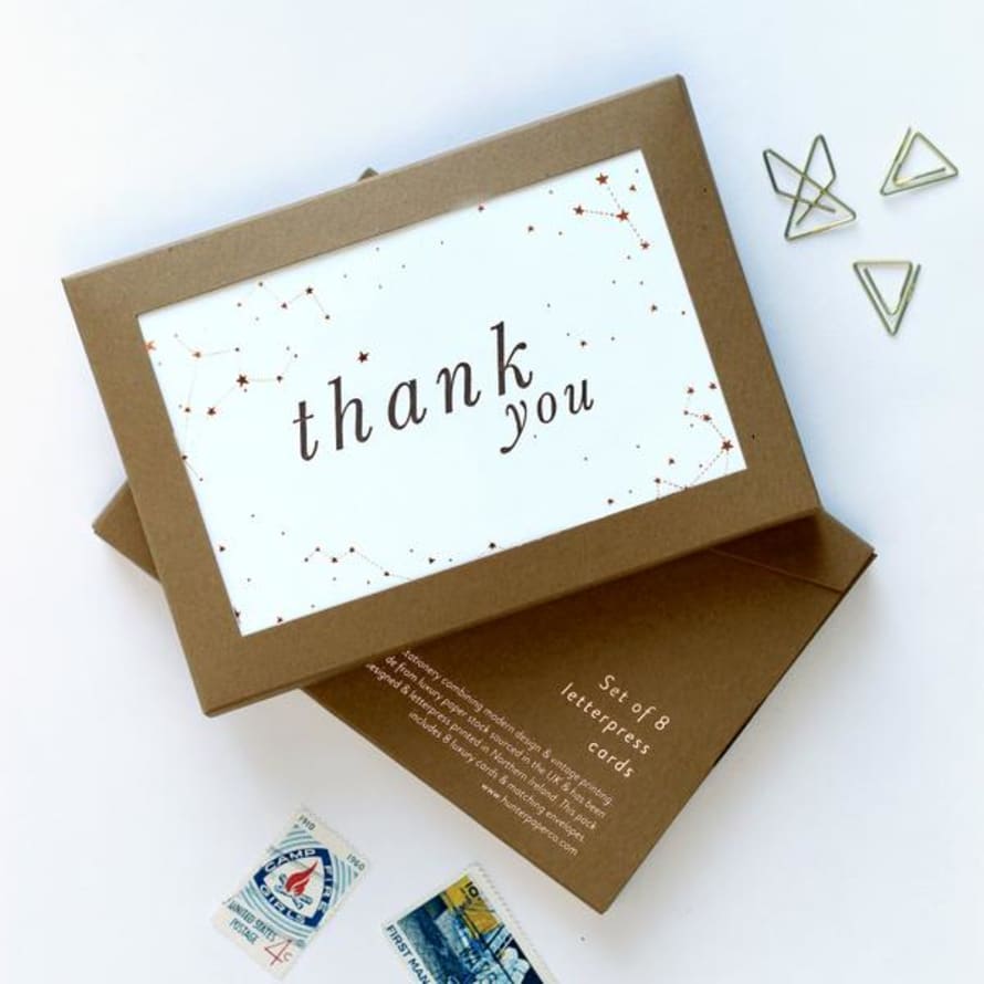 Hunter Paper Co. Constellation Box Of 8 Letterpress Thank You Cards