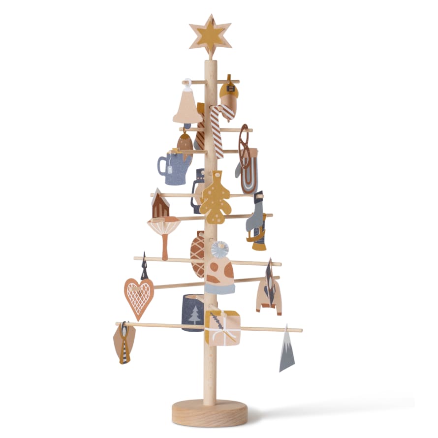 Jurianne Matter Wooden Advent Tree with Paper Cut Decorations  