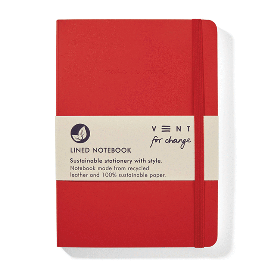 VENT for change Recycled Leather A5 Lined Notebook – Red