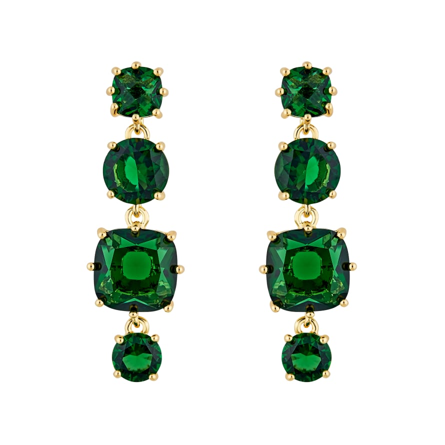 Les Nereides Emerald Green 4 Stones Diamantine Post Earrings