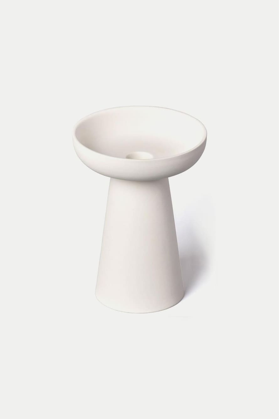 Aery Matte Clay Porcini White Candle Holder Large