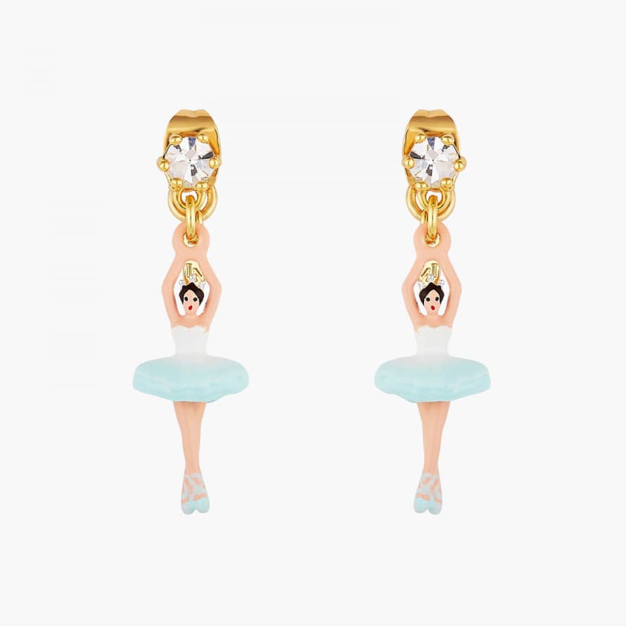 Les Nereides Ballerina and Faceted Crystal Post Earrings