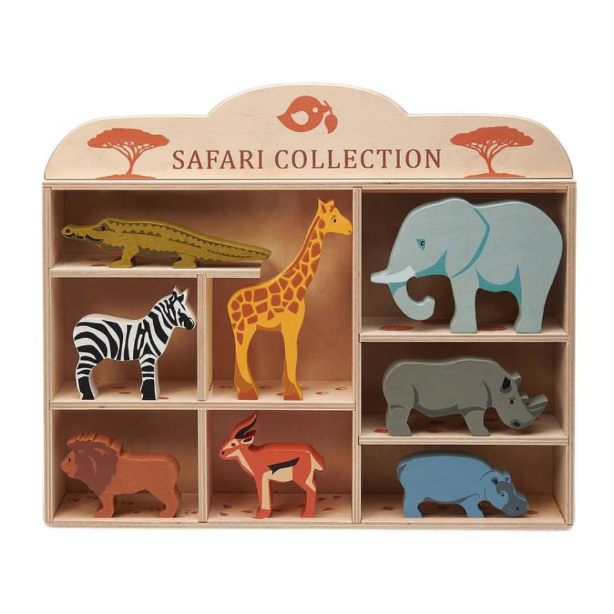 Tender Leaf Toys 8 Safari Animals & Shelf