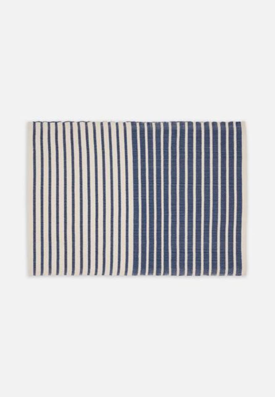 Folkdays Cotton Placemats with Stripes // Natural-Blue // Set of 2