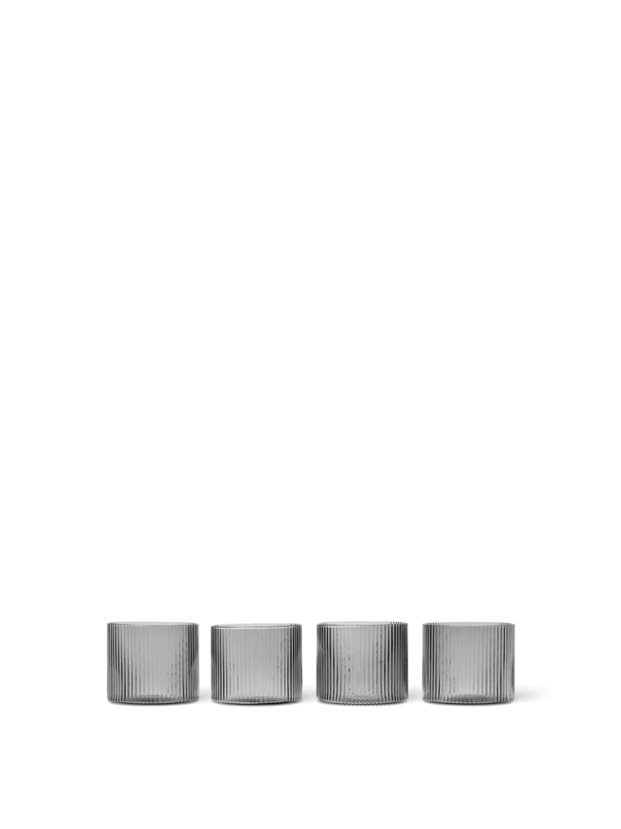 Ferm Living Ripple Low Glass Set of 4 - Smoked