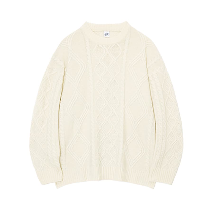 Partimento Lambswool Fisherman Cable Knit Jumper in Ivory