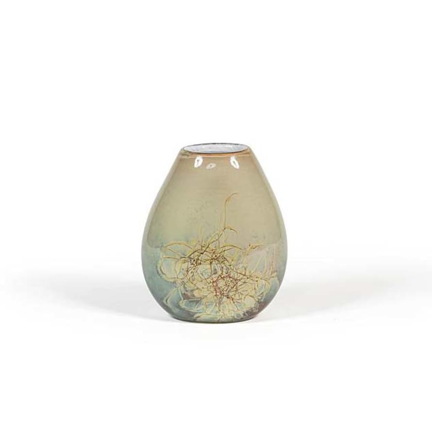 Dekocandle Oval Flat Vase with Jagged Lines Design