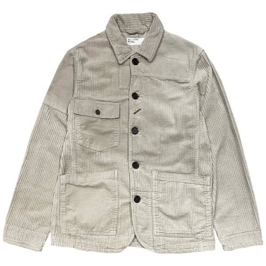 Universal Works Jumbo Cord Patched Mill Bakers Jacket Stone