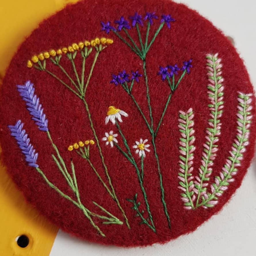 Amy Panda Burgundy Embroidered Felt Badge