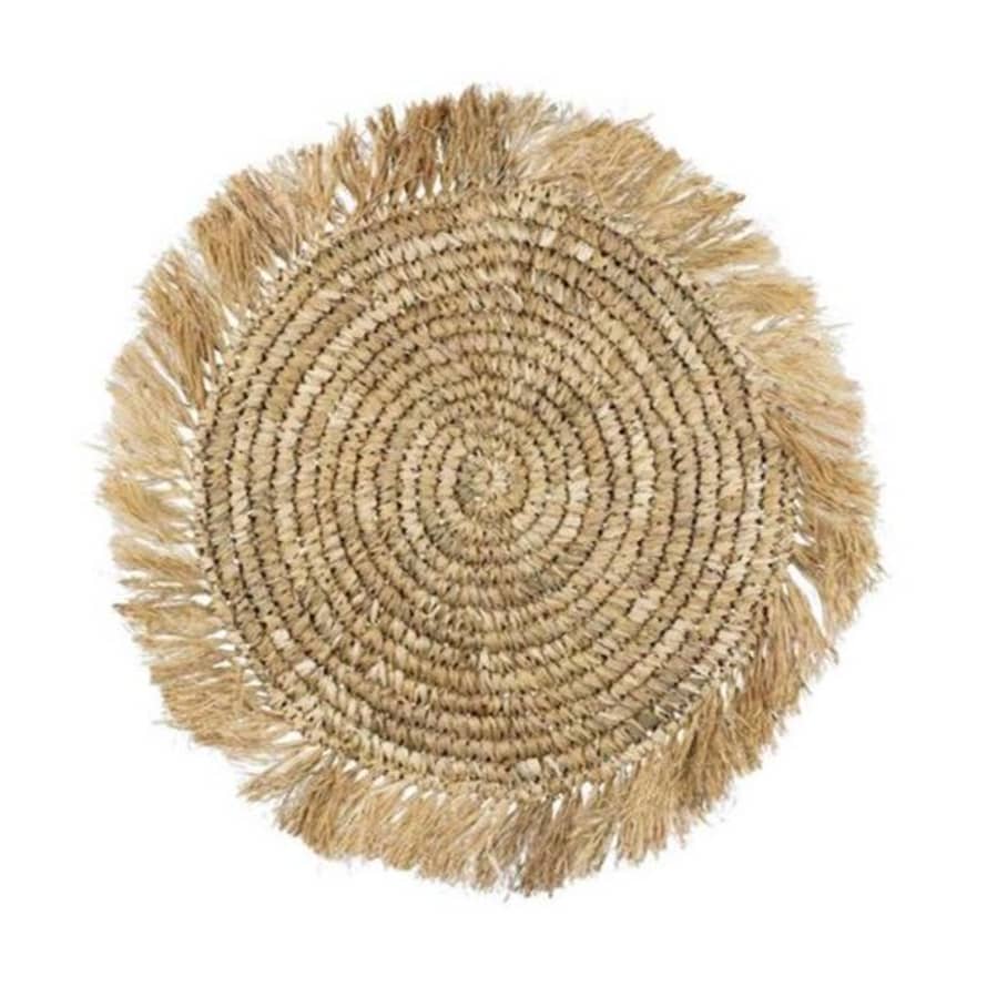 Beldi Maison Straw Raffia Placemat With Fringe In Brown