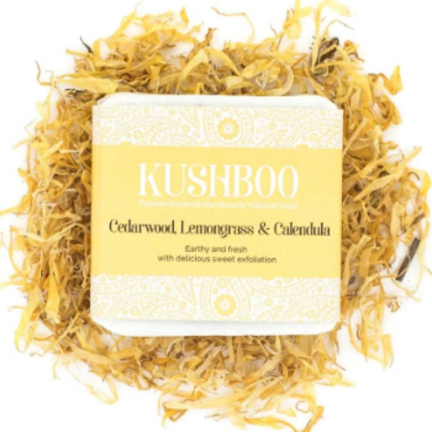 Kushboo Natural Cedarwood, Lemongrass & Calendula Soap