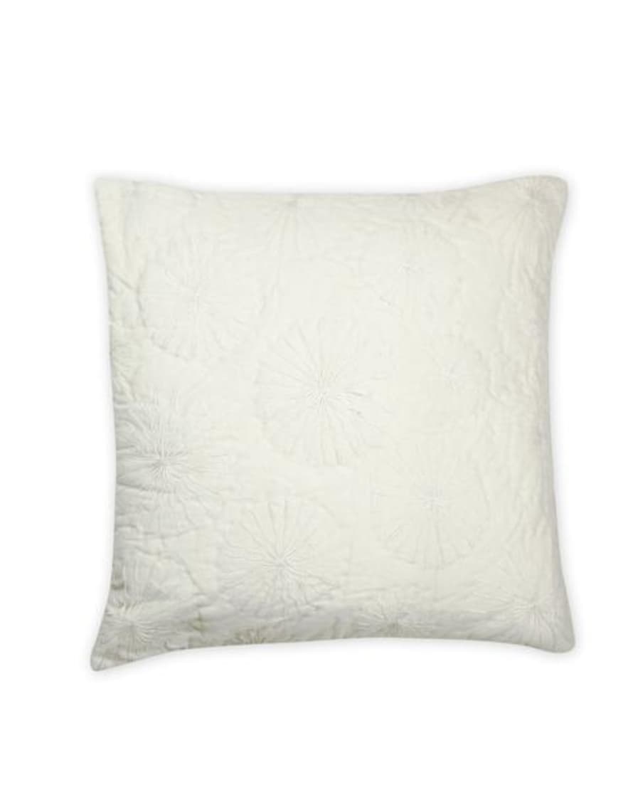 The Aloft Shop Cream Cotton Embroidered Cushion